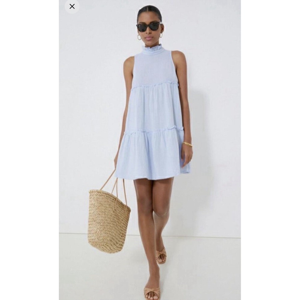 Pomander Place by Tuckernuck Blue Lightweight Gauze Morgan Dress sz S Mini NWOT
